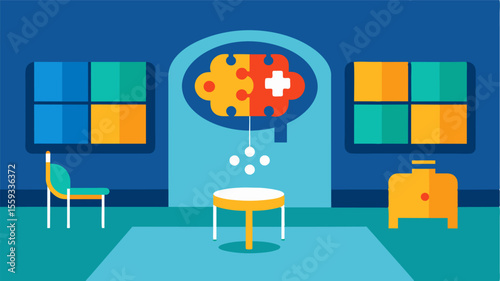 Brain Gym A room filled with puzzles brain teasers and memory games designed to stimulate and challenge the mind of residents in the memory care facility.. Vector illustration
