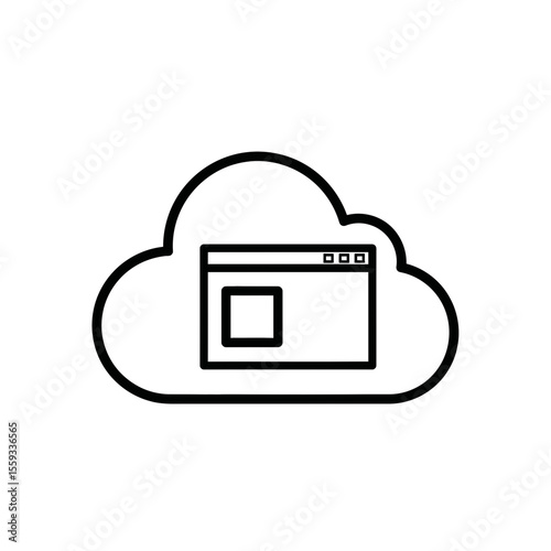 Cloud Computing Icon with Browser Window in Minimalist Style  