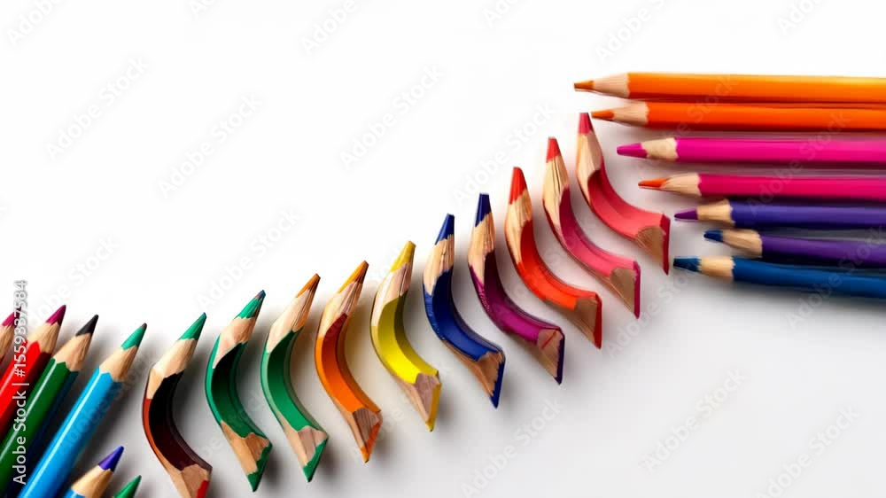 Color Pencils Arrayed: An artistic array of brightly colored pencils, meticulously arranged to evoke creativity, design, and vibrant expression. A visual feast of art supplies.