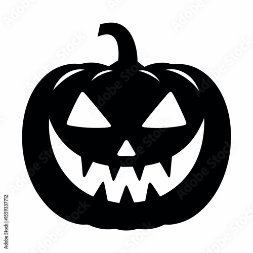 Scary jack-o'-lantern pumpkin, an isolated orange Halloween decoration with a carved, evil face, perfect for October holiday celebrations