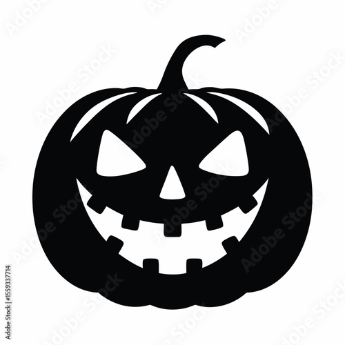 Isolated Halloween pumpkin jack-o'-lantern with a scary carved face, a spooky orange autumn holiday decoration