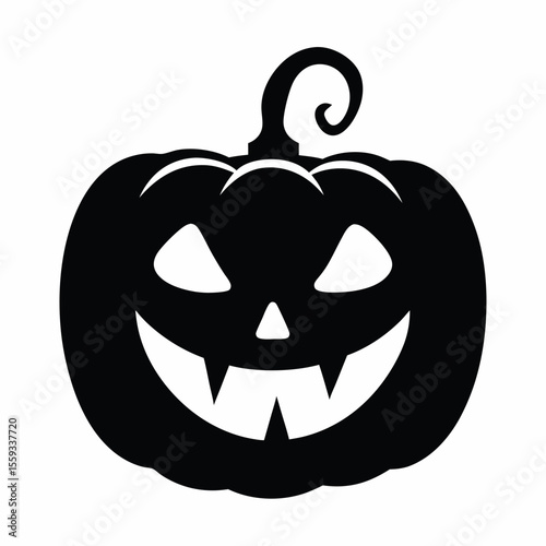 Halloween pumpkin jack o lantern isolated on white with spooky carved face and glowing light