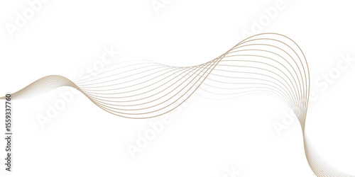 digital curve golden wave lines flowing gracefully across a clean white background creating a modern design