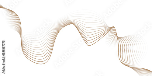 digital curve golden wave lines flowing gracefully across a clean white background creating a modern design