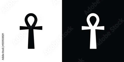 Ankh icon in trendy stroke thin linear style.