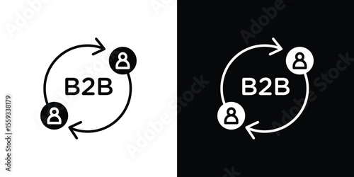 B2B icon in trendy stroke thin linear style.