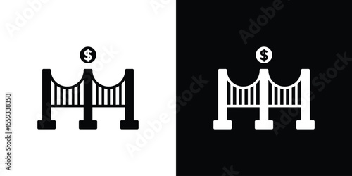 Bridging loan icon in trendy stroke thin linear style.