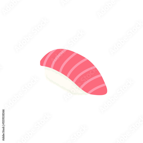 Flat Chutoro Sushi - Japanese Medium Fatty Tuna Nigiri Vector Illustration