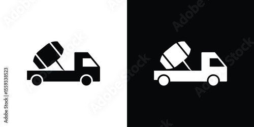 Cement truck icon in trendy stroke thin linear style.