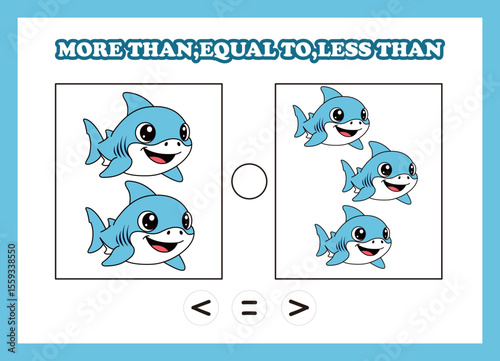 count animal shark more than equal to less than