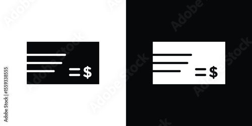 Cheque icon in trendy stroke thin linear style.