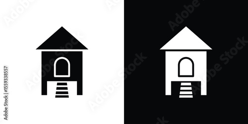 Chicken coop icon in trendy stroke thin linear style.