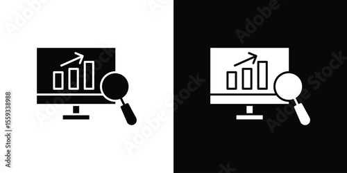 Data Analysing icon in trendy stroke thin linear style.
