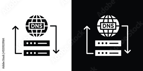 DNS icon in trendy stroke thin linear style.