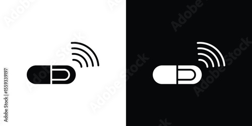 Dog microchip icon in trendy stroke thin linear style.
