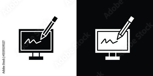 Electronic signature icon in trendy stroke thin linear style.