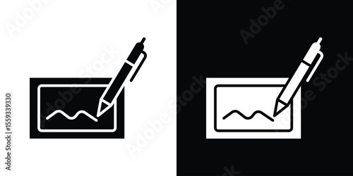 Electronic signature icon in trendy stroke thin linear style.