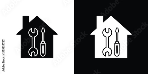 Home repair icon in trendy stroke thin linear style.
