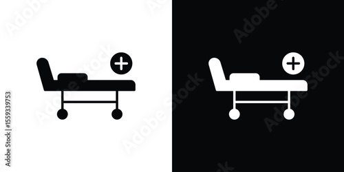 Hospital bed icon in trendy stroke thin linear style.