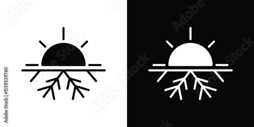 Hot and cold icon in trendy stroke thin linear style.