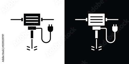 Hydraulic breaker icon in trendy stroke thin linear style.