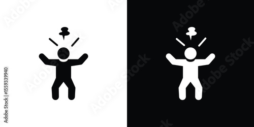 Irritated human icon in trendy stroke thin linear style.