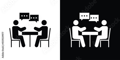 Job interview icon in trendy stroke thin linear style.