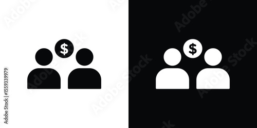 Joint account icon in trendy filled solid style in black and white colors.