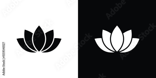 Lotus flower icon in trendy stroke thin linear style.