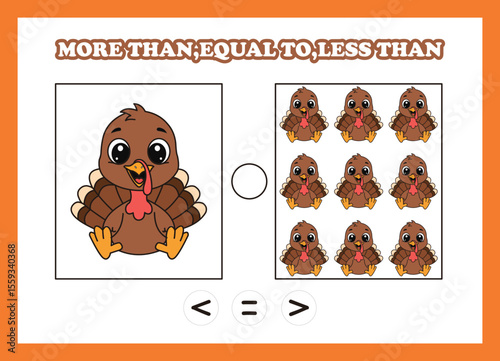 count animal turkey more than equal to less than