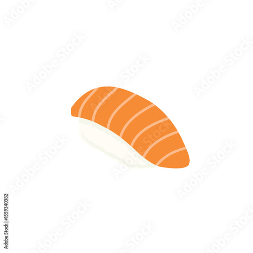 Flat Salmon Sushi - Japanese Nigiri Sushi Vector Illustration