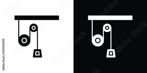 Pulley icon in trendy stroke thin linear style.