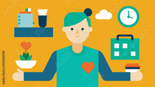 An individual practicing daily life skills such as cooking or organizing a schedule during a cognitive rehabilitation therapy session.. Vector illustration
