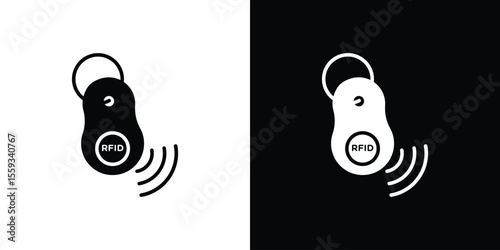 RFID key tag icon in trendy stroke thin linear style.