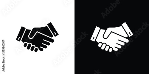 Shake hands icon in trendy stroke thin linear style.