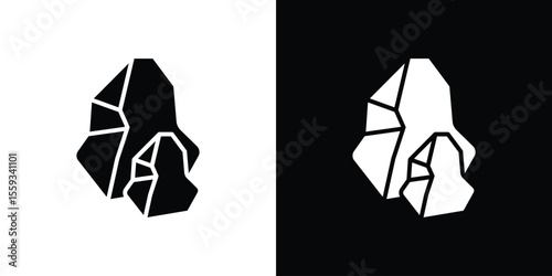 Stone icon in trendy stroke thin linear style.