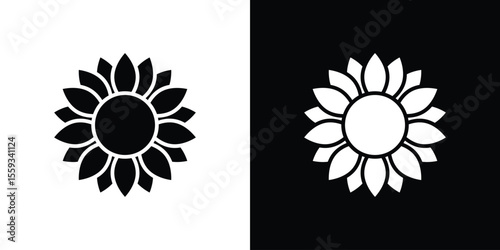 Sunflower icon in trendy stroke thin linear style.