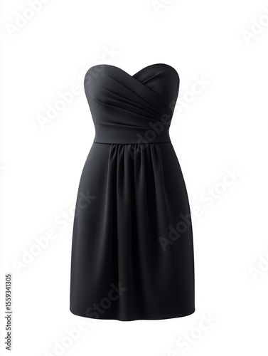 Elegant black strapless dress suitable for various occasions and events, highlighting a timeless silhouette and simple design