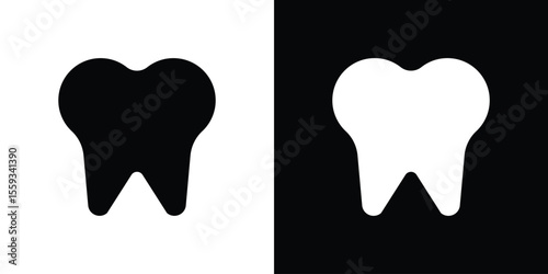 Tooth icon in trendy stroke thin linear style.