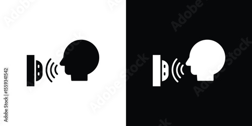Voice control icon in trendy stroke thin linear style.
