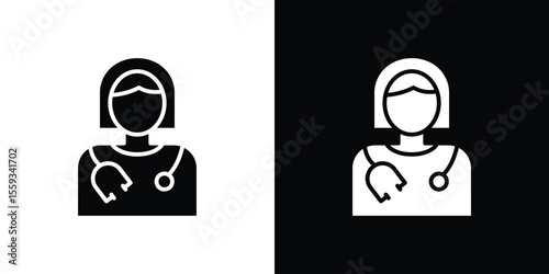 Woman Doctor icon in trendy stroke thin linear style.