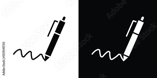 Write icon in trendy filled solid style in black and white colors