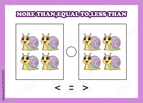 count animal snail more than equal to less than
