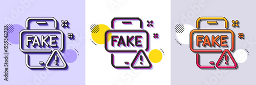 Fake news line icon. Halftone dotted pattern. Gradient icon with grain shadow. Web propaganda sign. Wrong truth symbol. Line fake news icon. Various designs. Vector