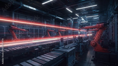 Robotic arms operating in a high-tech factory setting