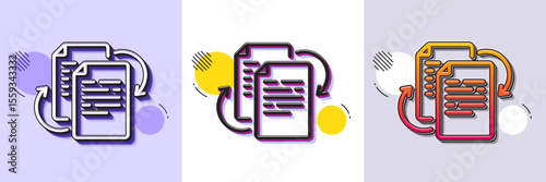 Documents workflow line icon. Halftone dotted pattern. Gradient icon with grain shadow. Doc file page sign. Bureaucracy symbol. Line bureaucracy icon. Various designs. Vector