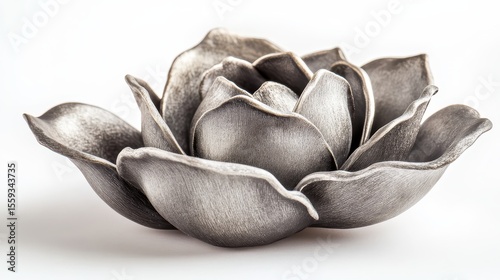 Elegant Silver Floral Sculpture with Petals in Intricate Design