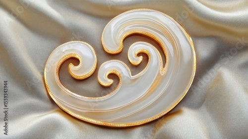 Elegant Wave Design in Soft Fabric Rich Colors and Gold Accents