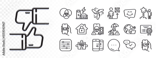 Lock, Euler diagram and Wind energy line icons for web app. Glare of light effect. Message icon. Pack of Financial app, Outsource work, Smile chat pictogram icons. Vector