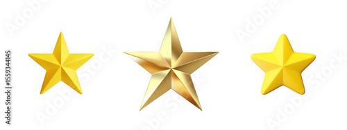 Golden stars set design isolated on transparent background isolated